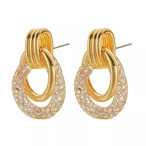Stylish earrings rings hoops geometric mesh wire