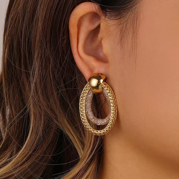Snygga örhängen ringar hoops geometric mesh tråd