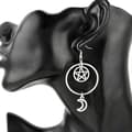 Pikkukuva 2 / 2: Örhängen Pentagram Måne Wicca Pagan Crescent Rostfria Creoler