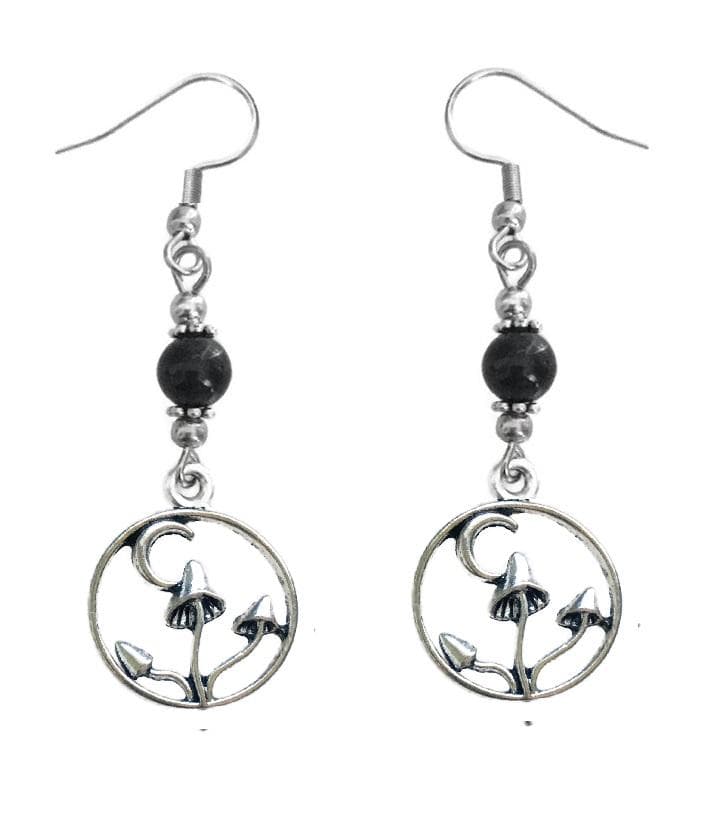 Örhängen Svamp Crescent Moon Onyx Mushroom Svampar Höst