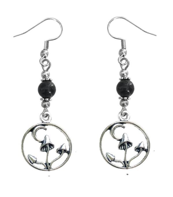 Örhängen Svamp Crescent Moon Onyx Mushroom Svampar Höst