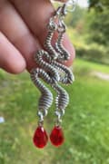 Miniatyrbild 4 av 4: Örhängen Orm Snake XL Serpent Röd Ockultism