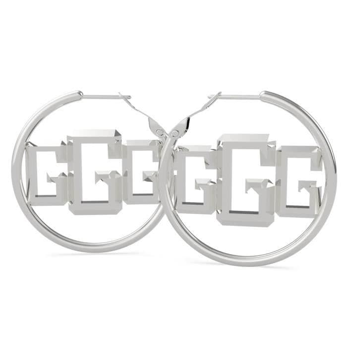 GUESS Iconic Glam örhänge UBE70072 ringar i rostfritt stål rodiado three logo G