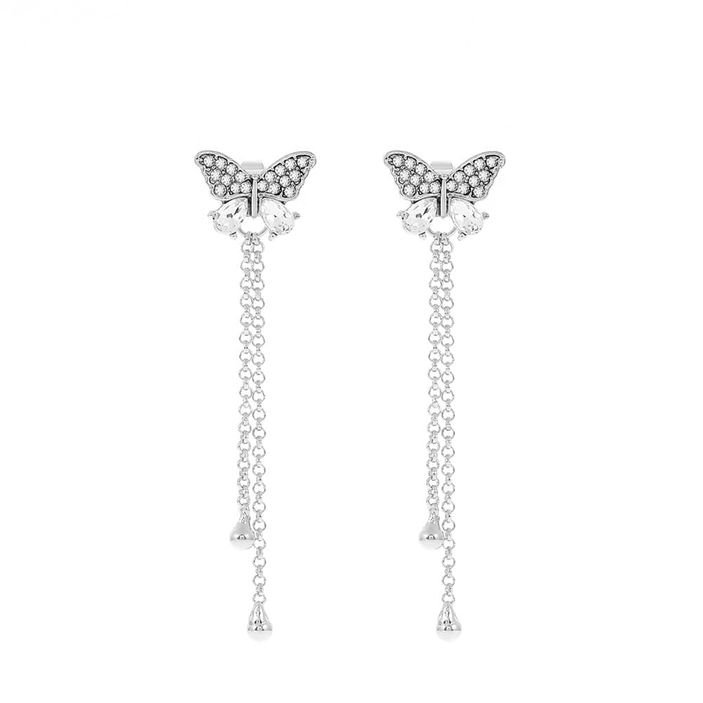 Butterfly Long Tassel Örhängen 1 par Silver