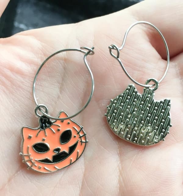 Creoler Pumpa Pumpkin Halloween Katt Örhängen Rostfria ringar
