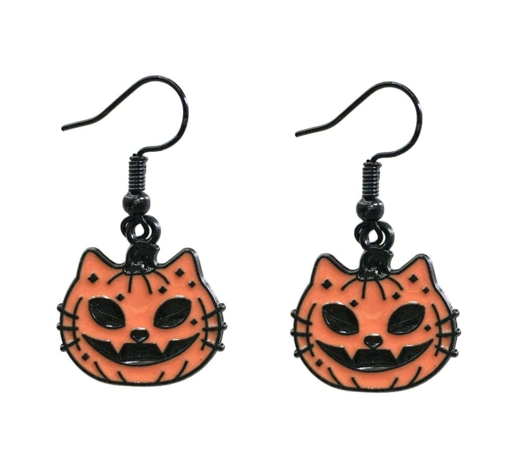 Örhängen Katt Pumpa Halloween Svart/Orange Pumpkin Cat