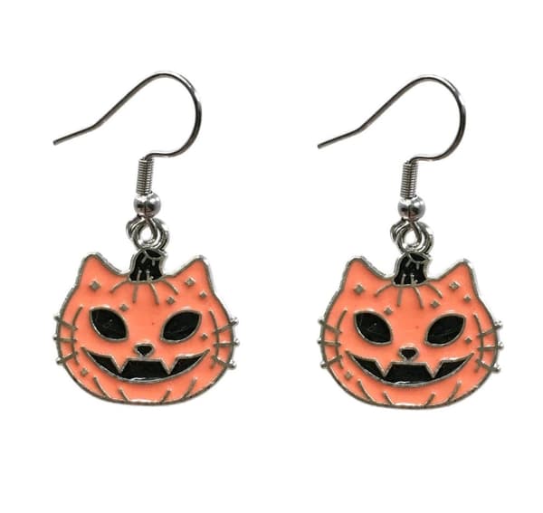 Örhängen Katt Pumpa Halloween Pumpkin Cat Rostfria krokar
