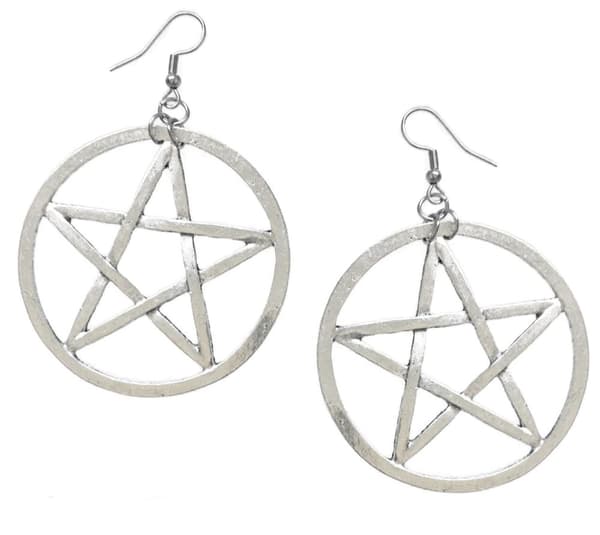 Örhängen Pentagram XL Stora Wicca Pagan Rostfri Krok
