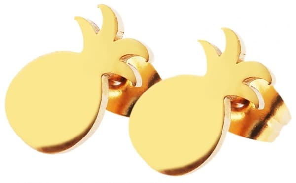 Guld Stud Örhängen i Rostfritt Stål med Söt Ananas