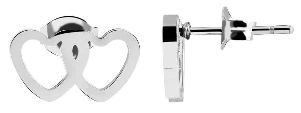 Silver Stud Örhängen i Rostfritt Stål med Dubbla Hjärtan