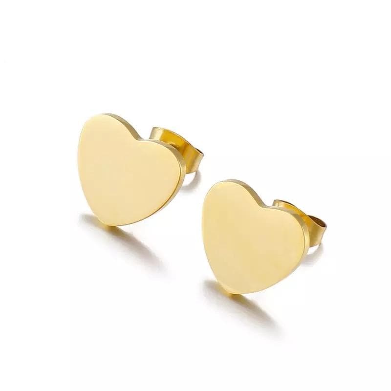 Guld Stud Örhängen i Rostfritt Stål med Söta Hjärtan