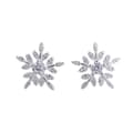 Miniatyrbild 6 av 6: Silver Stud Örhängen - Blomma / Snöflinga med Vit CZ Kristall