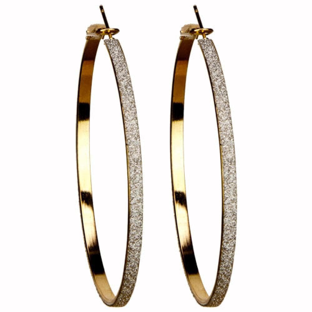 Stora Guld Hoop Örhängen - Big Circle & Silver Frostade /Glitter