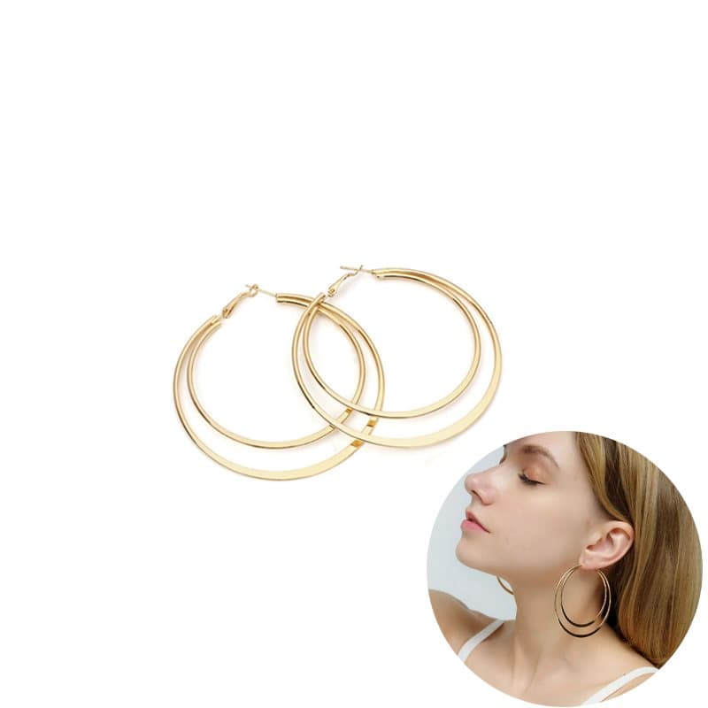 Double Layer Hoops Örhängen 1 par Guld