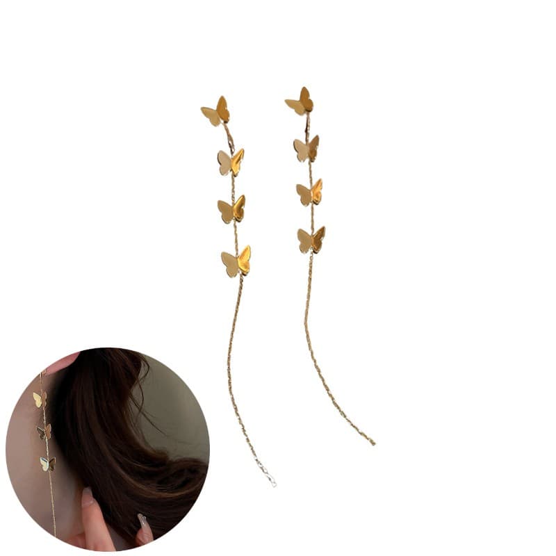 Butterfly Tassel Stud Örhängen 1 Par Guld