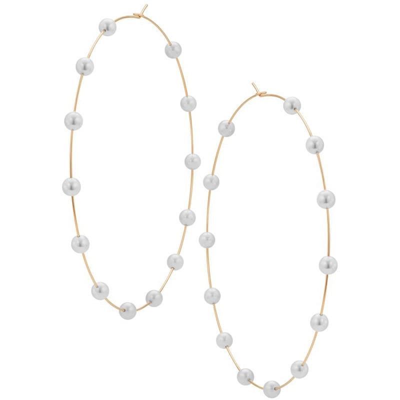 Large Circle Faux Pearl örhängen 1 par Guld