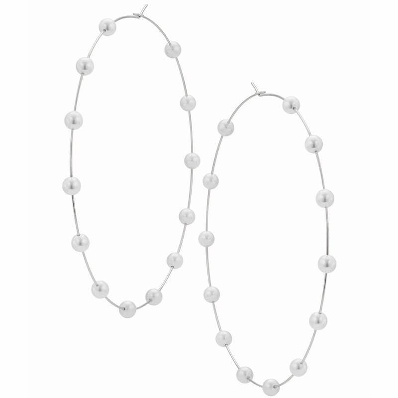 Large Circle Faux Pearl örhängen 1 par Silver