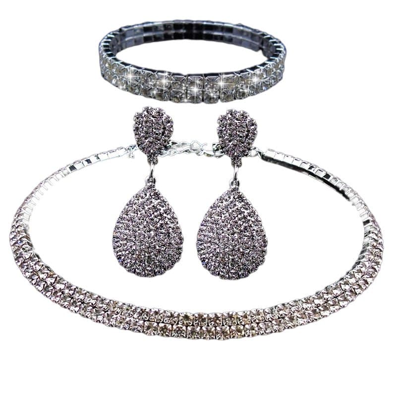 Halsband Armband Örhängen Set Silver