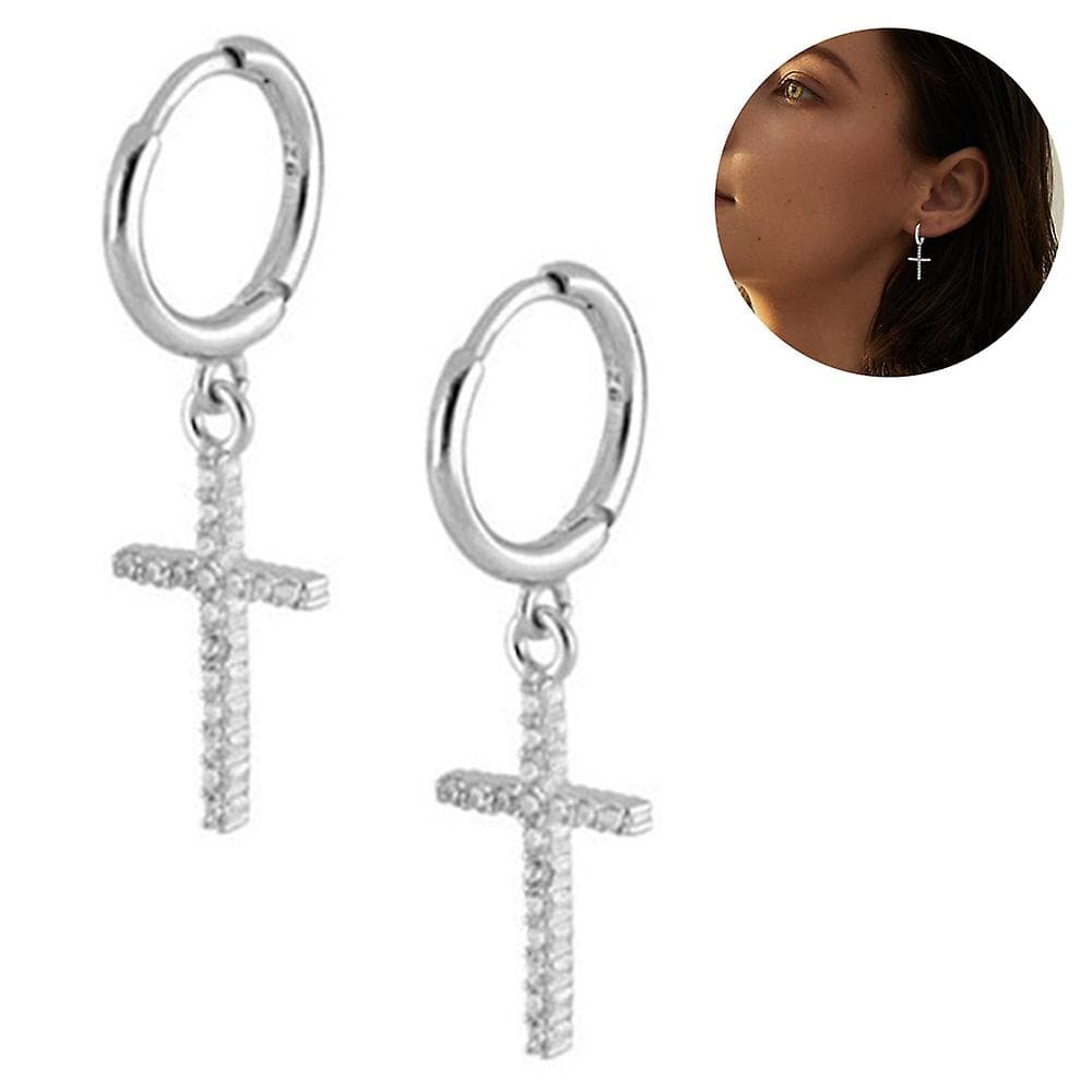 Söta Crystal Koppar Cross Örhängen