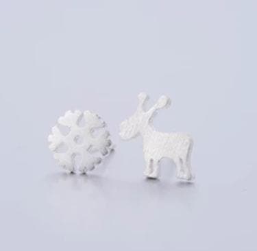 Silver Örhängen till Jul / Christmas i Stål - Snöflinga & Ren