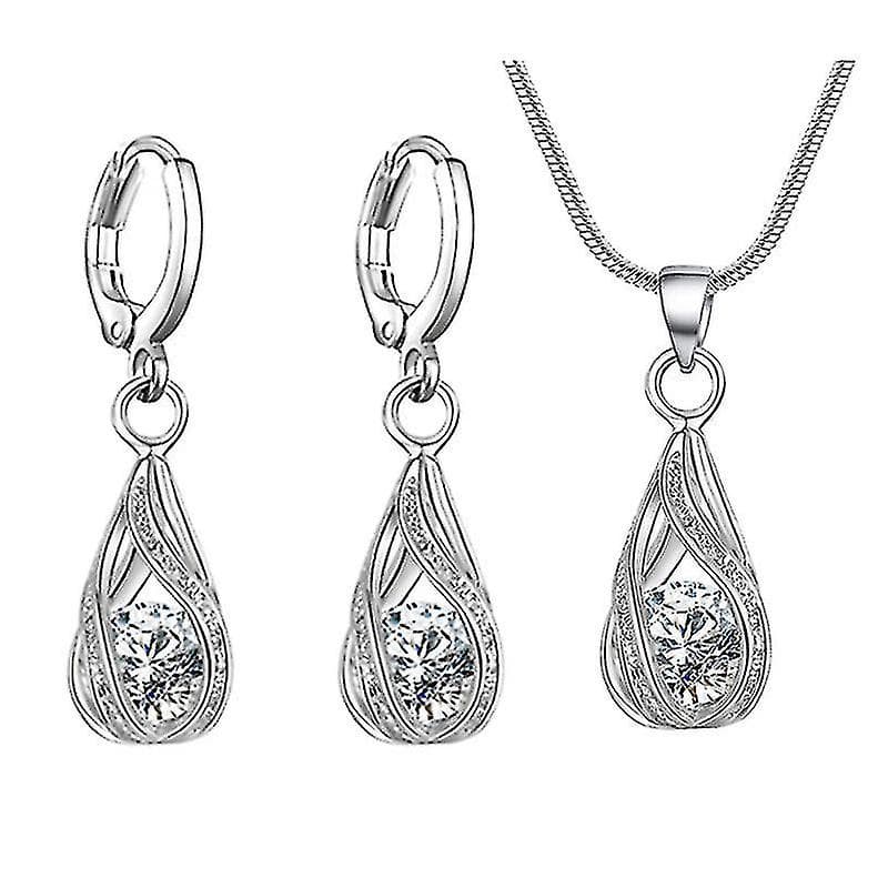 Kristall Set Silver Zircon Alloy Halsband Örhängen För Party