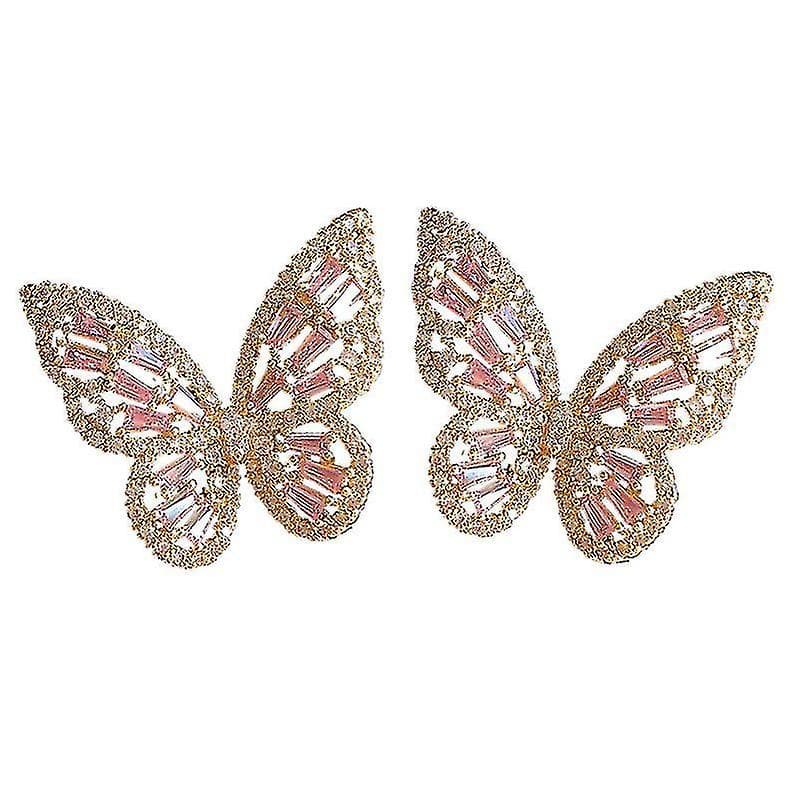 Hollow Butterfly S925 Silver Post Metall Zirkon örhängen Födelsedagspresent