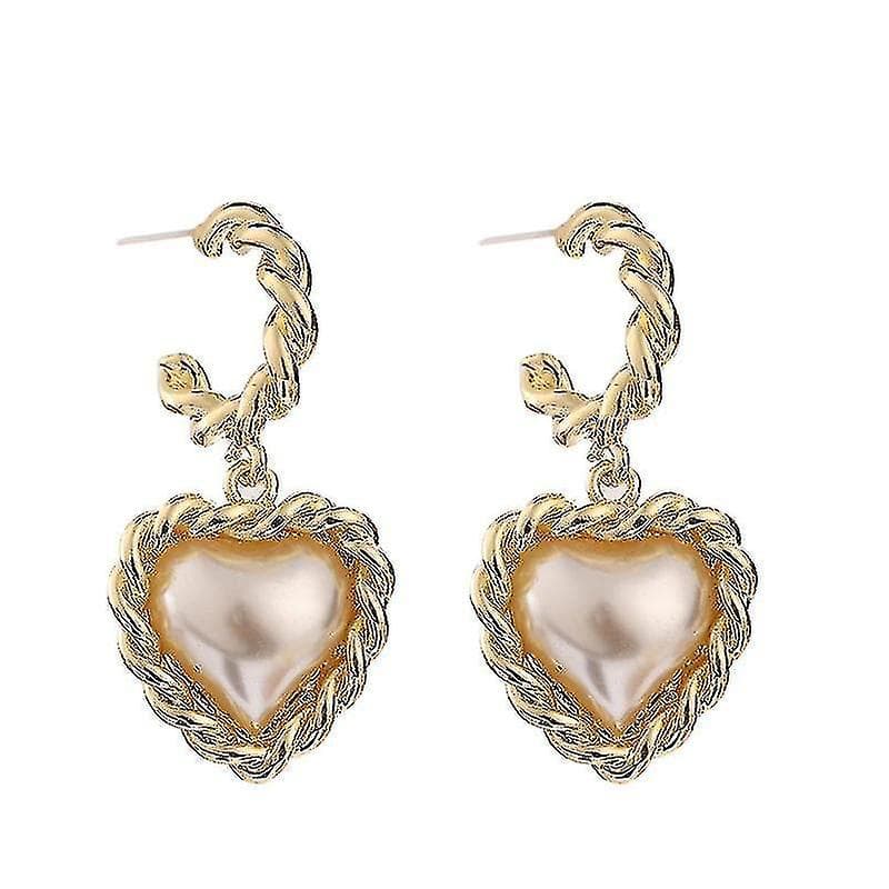 Metall Pearl Heart Stud örhängen
