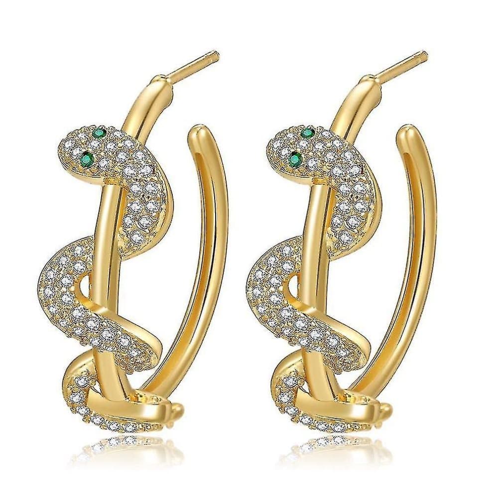 Örhängen Snake Kopparpläterad Guld Micro Inlaid Zircon För Dagligt Använd