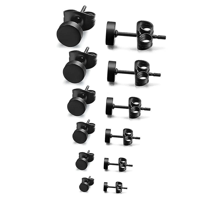 6 par kirurgiska örhängen i platt öron, storlek 3 mm 4 mm 5 mm 6 mm 7 mm 8 mm