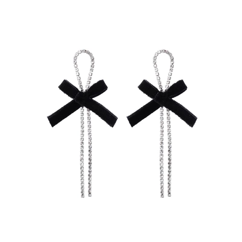 Rhinestone Bow Drop örhängen