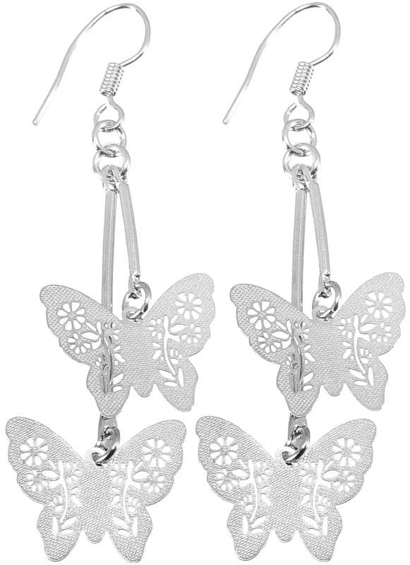 Silver Örhängen med Fjärilar / Butterfly i Fint Mönster