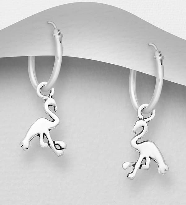 Silverörhänge Flamingo ring