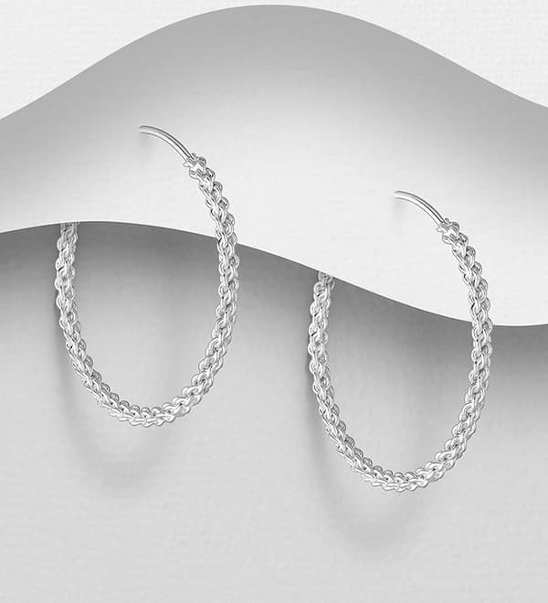 Silverörhänge Vågig ring