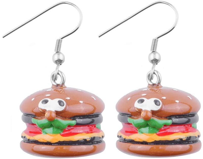 Coola Silver Örhängen - Hamburgare med Bröd & Tillbehör