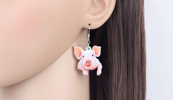 Earrings - Pig - Acrylic