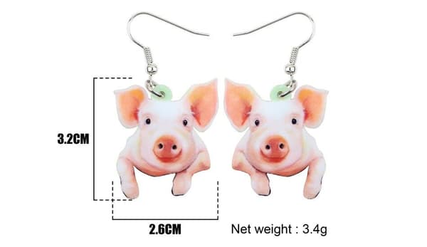 Earrings - Pig - Acrylic