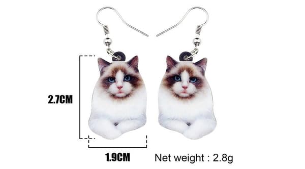 Earrings - Cat - Ragdoll - Acrylic