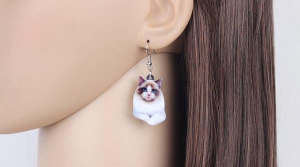 Earrings - Cat - Ragdoll - Acrylic