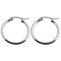 Klassiska Runda Hoop Silver Örhängen i Rostfritt Stål - 2,4 cm