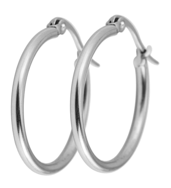 Klassiska Runda Hoop Silver Örhängen i Rostfritt Stål - 2,4 cm