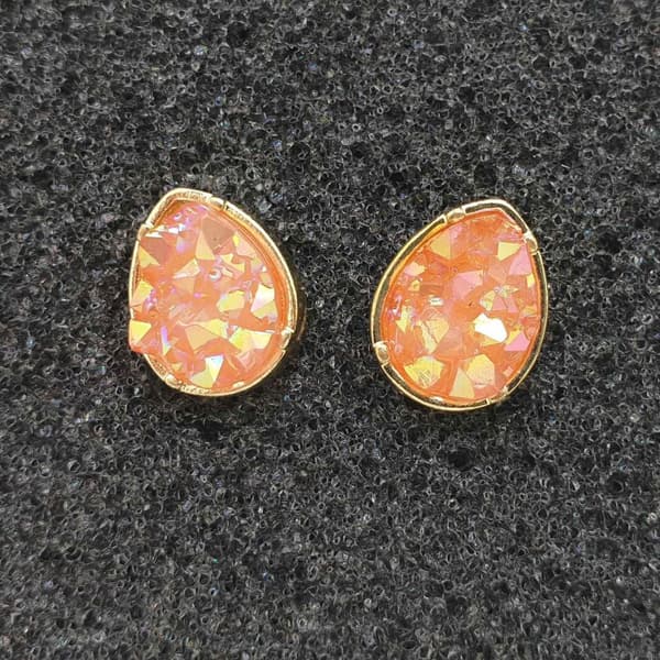Durzy rock lava crystal shinning stone earring stud waterdrop