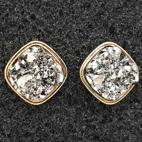 Durzy rock lava crystal glänsande sten örhängen fyrkantig