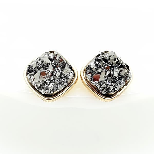 Durzy rock lava crystal glänsande sten örhängen fyrkantig