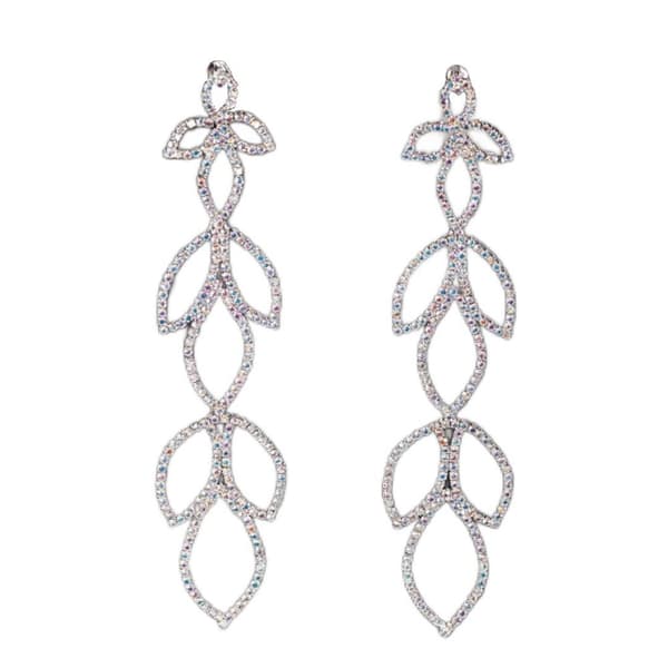 Strass Silver Örhängen - Rhinestones Skimrar i Regnbågens Färger