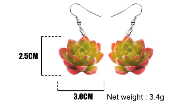 Earrings - Succulent - Oversize - Acrylic