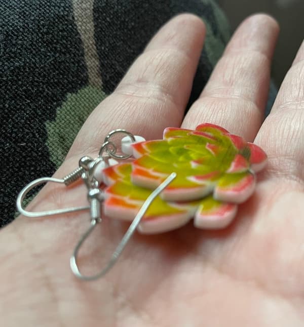 Earrings - Succulent - Oversize - Acrylic