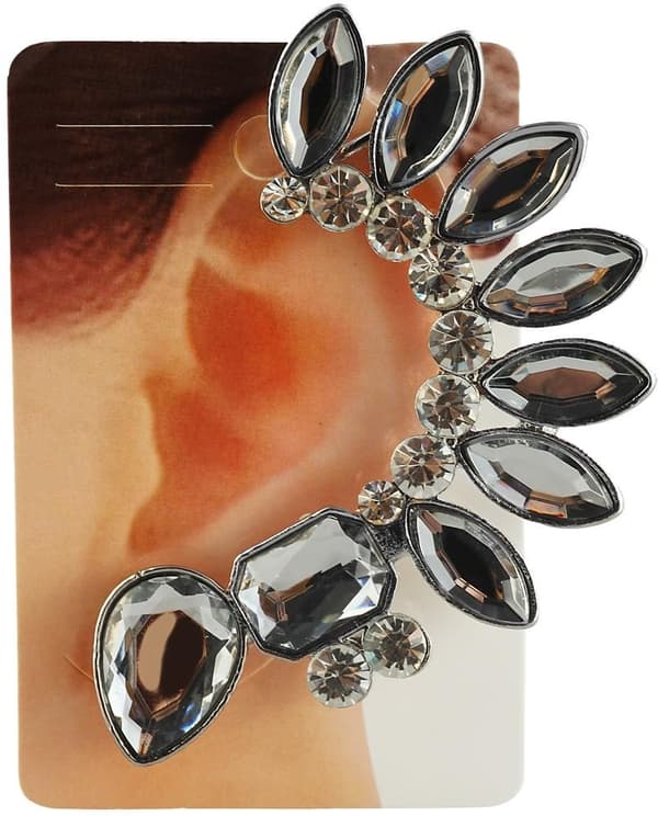 1 st Silver Örhänge med Rhinestones i Olika Former - Vänster Öra