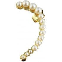 1 st Guld Earcuff Ear Cuff & Örhänge - Vita Pärlor - Vänster Öra