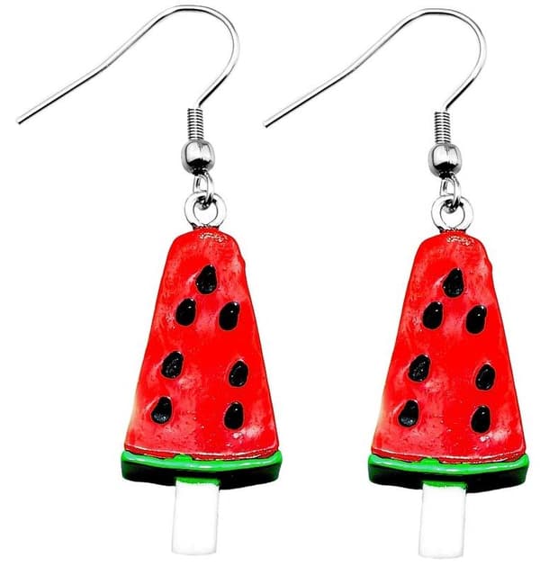 Coola Silver Örhängen - Melon på Pinne / Vattenmelon Glass