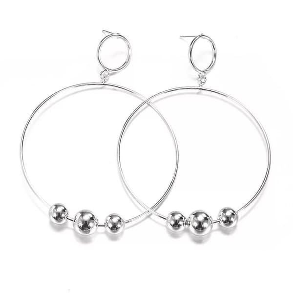 Unika Långa Silver Örhängen - Cirklar / Ringar & Blanka Kulor